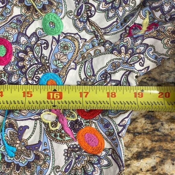 Pong Poco LTD Embroidered Cotton Floral Paisley Long Sleeve Shirt Top Size M - Picture 6 of 7